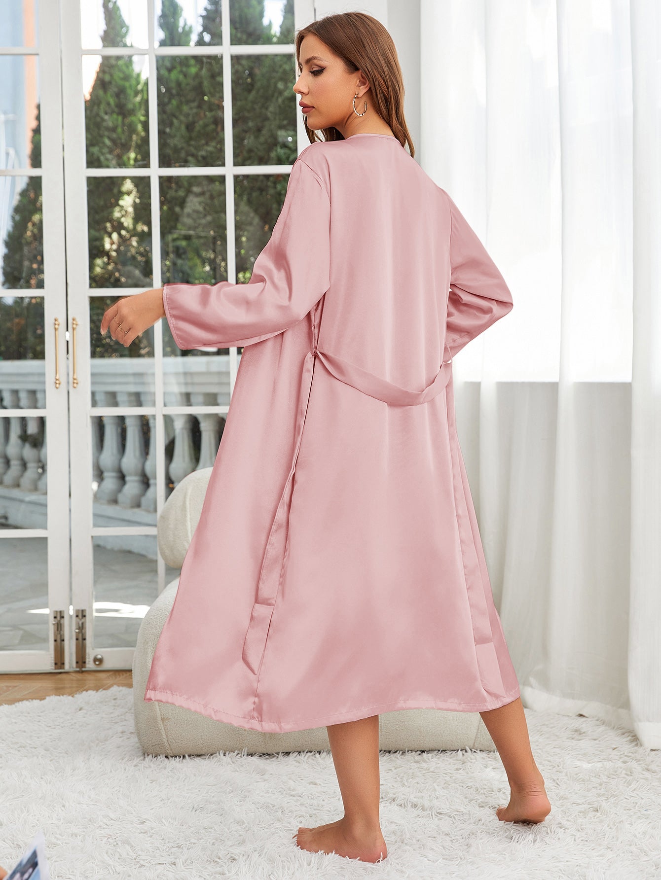 Robes for Women, PUTUO 2PC Silk Robes for Women, Luxurious Satin Pajamas for Women Soft Cozy Cami Nightwear Set, Bridesmaid Nightgowns for Women