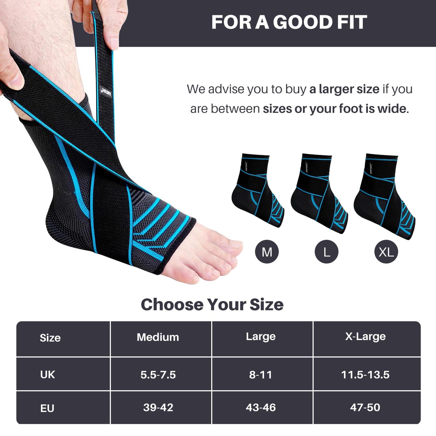 Ankle Brace, PUTUO Ankle Support for Men & Women, Adjustable Compression Ankle Support Brace - for Plantar Fasciitis, Tendinitis, Sprain, Sports - 2 Pack