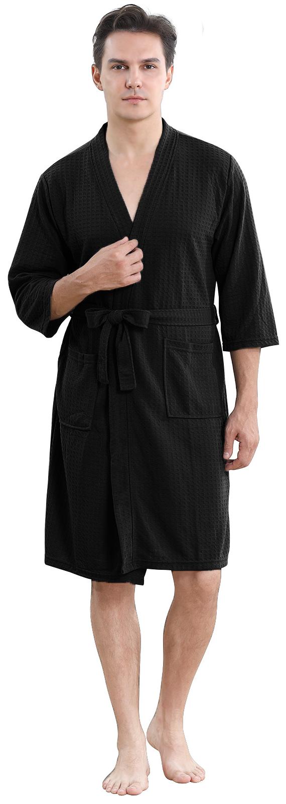 Robes for Men, PUTUO Mens Robe, Cotton Lightweight Soft Spa Nightgowns Pajamas for Men with Pockets