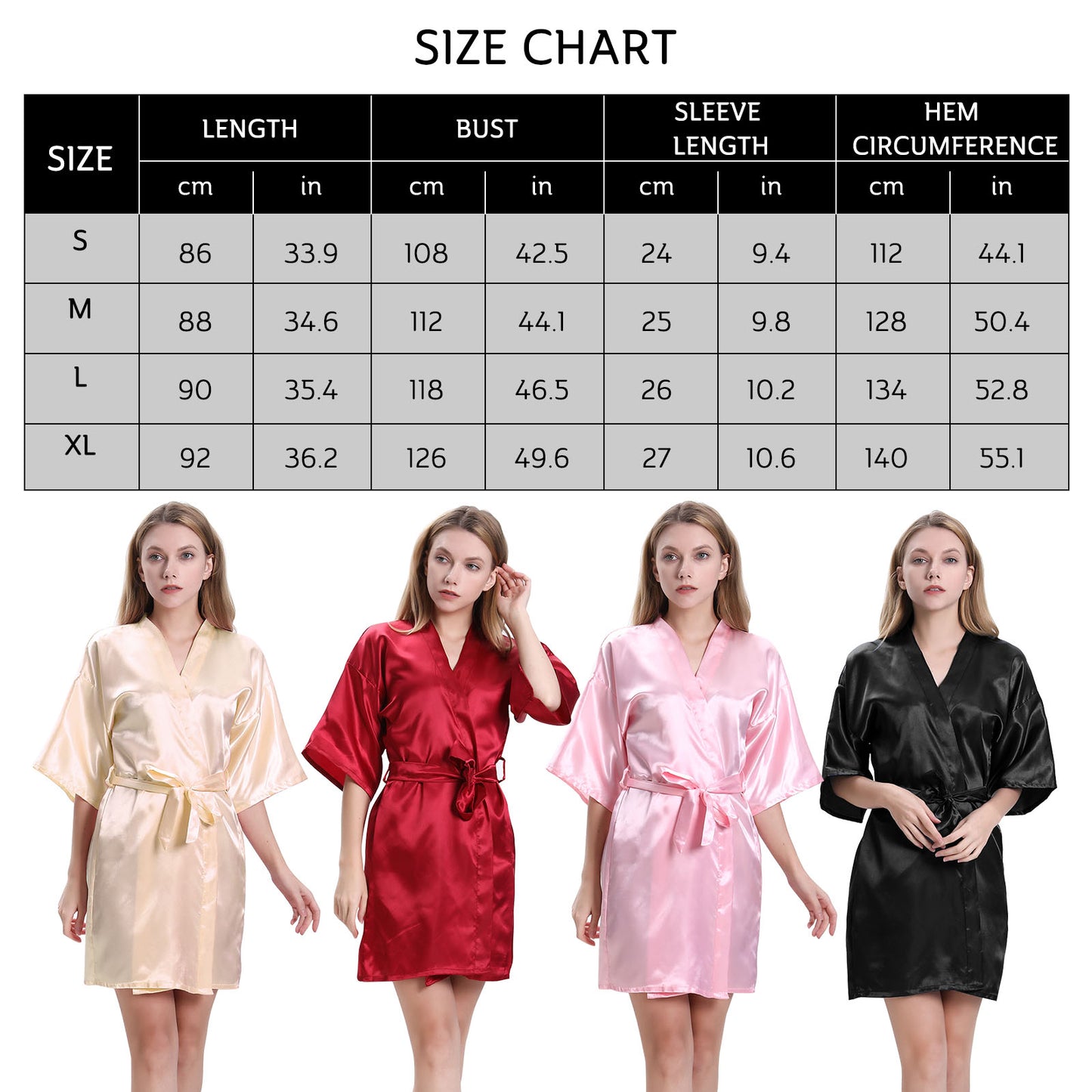 Silk Kimono Robes for Women, PUTUO Satin Robe for Women, Short Sleeve Soft Silk Kimono Nightgown Short Style Bridal Robe