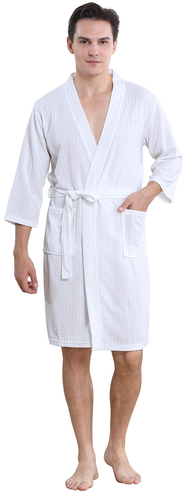 Robes for Men, PUTUO Mens Robe, Cotton Lightweight Soft Spa Nightgowns Pajamas for Men with Pockets