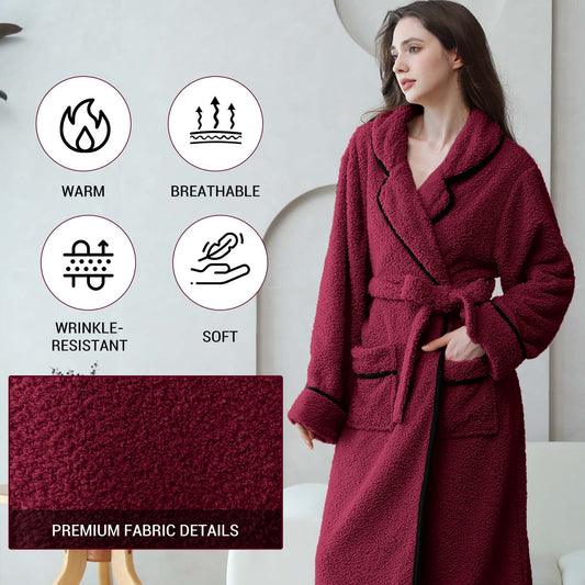 Robes for Women, PUTUO Womens Robes, Fluffy Soft Warm Fleece Bathrobe, Plush Shawl Collar Spa Robe, Ladies Sleepwear Housecoats Gift for Women