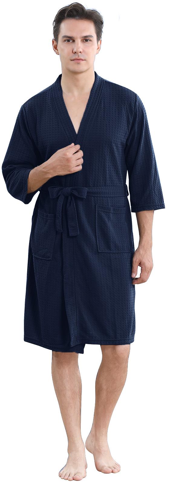 Robes for Men, PUTUO Mens Robe, Cotton Lightweight Soft Spa Nightgowns Pajamas for Men with Pockets