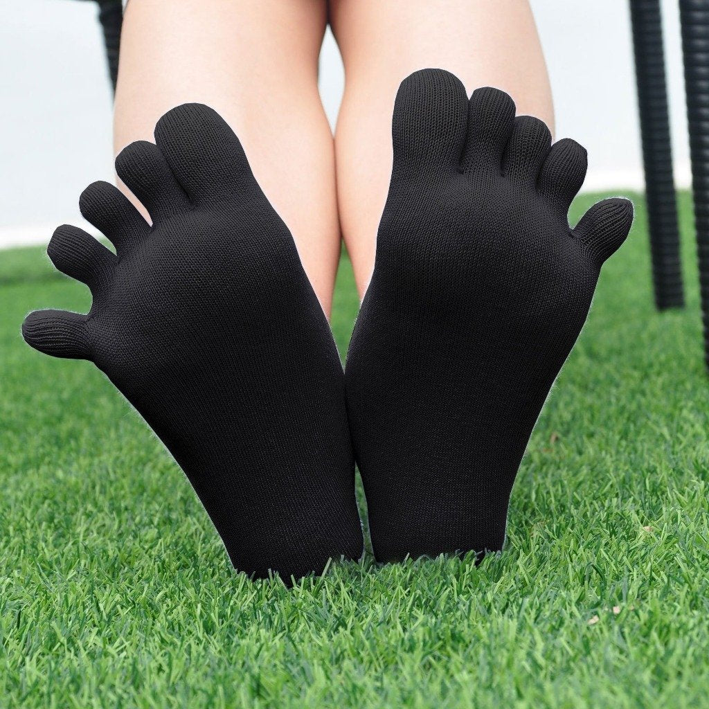 PUTUO Classic Plain Design  5 Finger No show Socks for Women, 6 Pairs