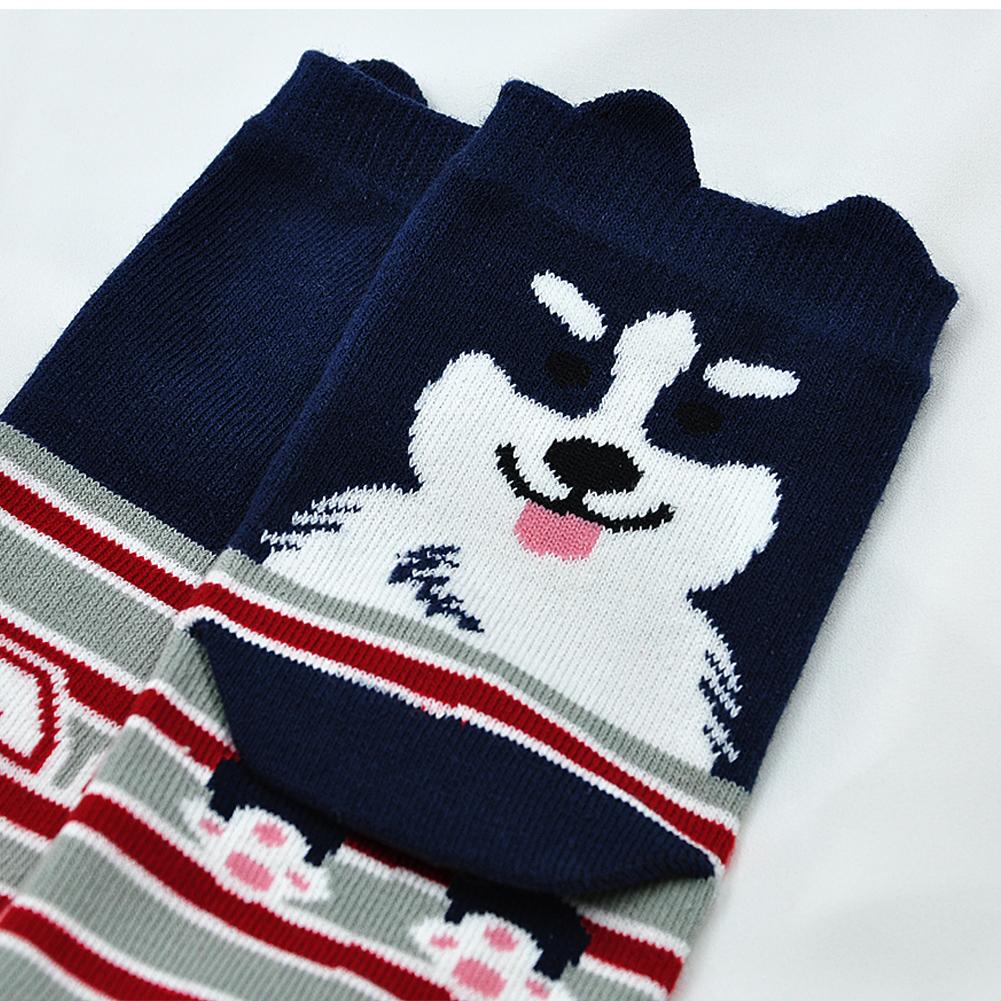 navy blue dog face crew socks