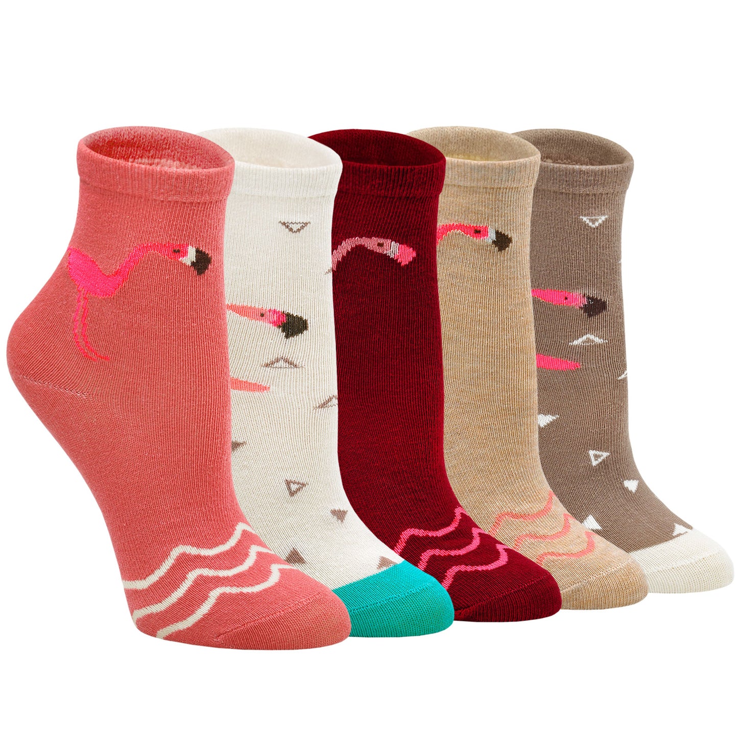 PUTUO Cute Flamingo Design Socks For Girls, 5 Pairs