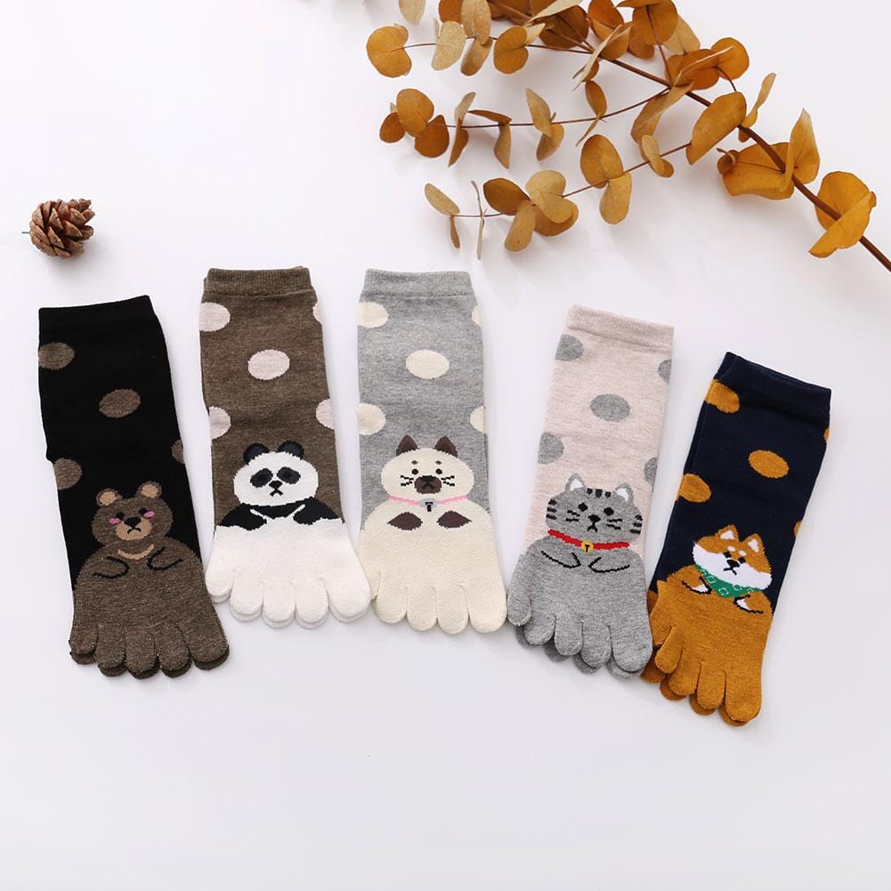 5 pairs cute cat 5 finger socks