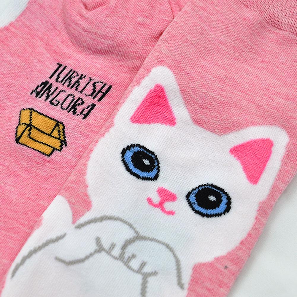 cute pink white cat socks