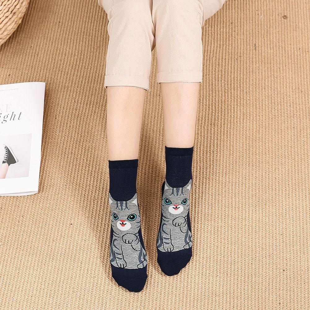 cute grey cat running crew socks