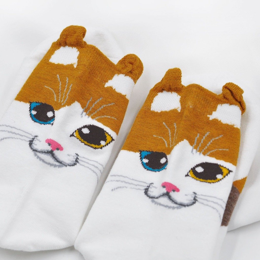 orange cat face gym socks 