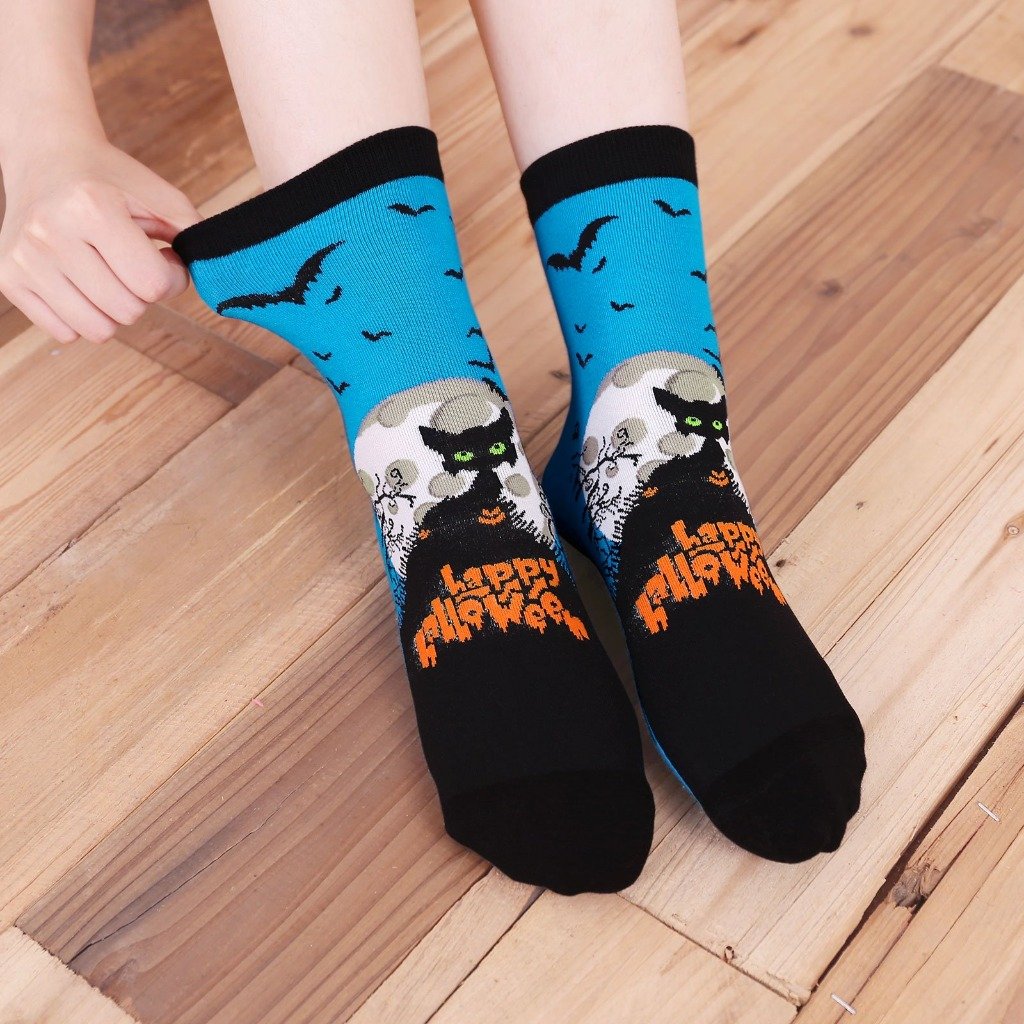 black cat halloween socks for women