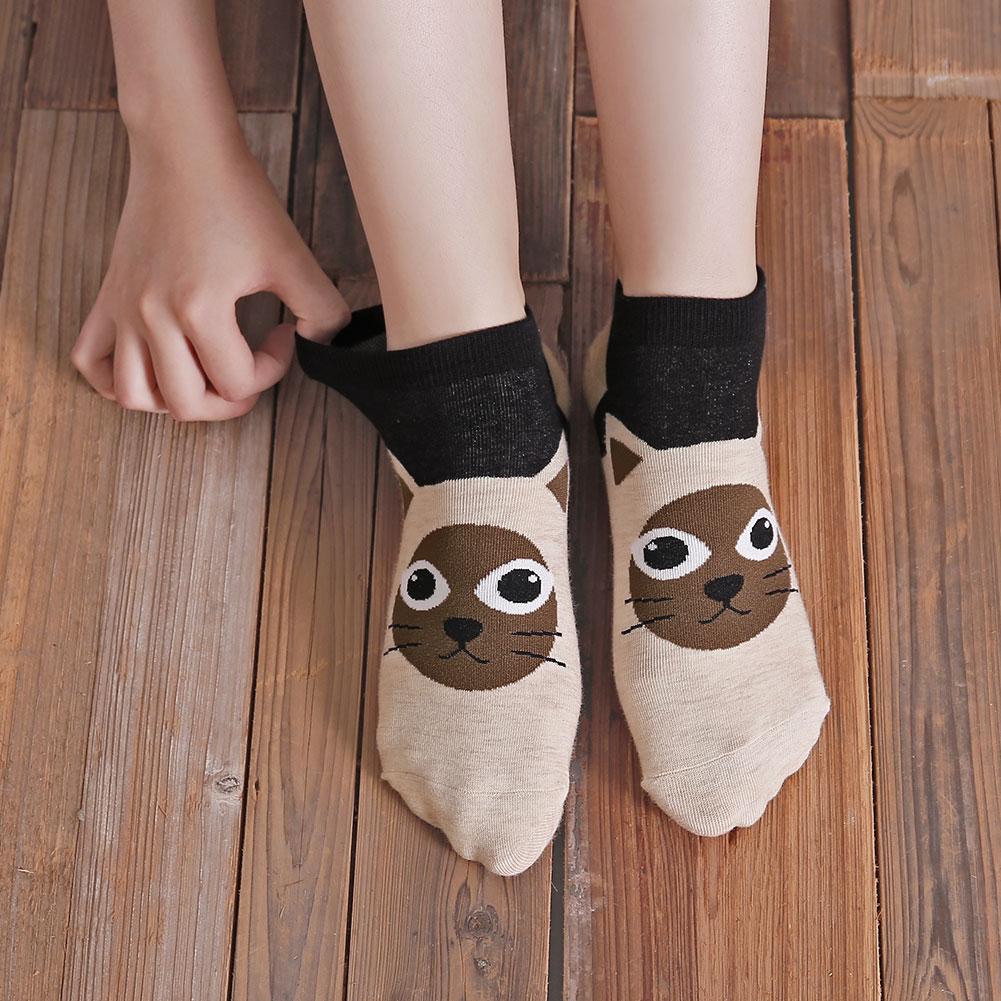 cute cat face ankle socks for women