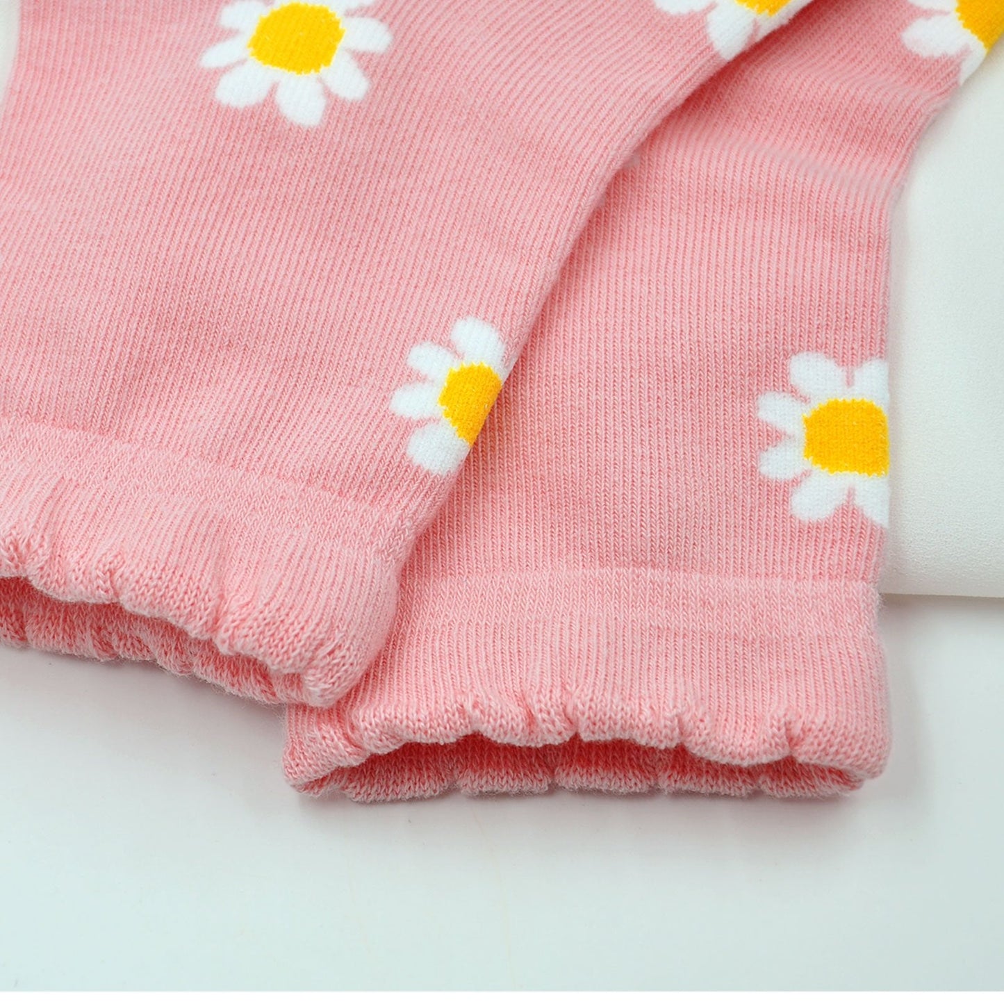 PUTUO Spring Design Flower Pink Socks for Girls Kids, 5 Pairs