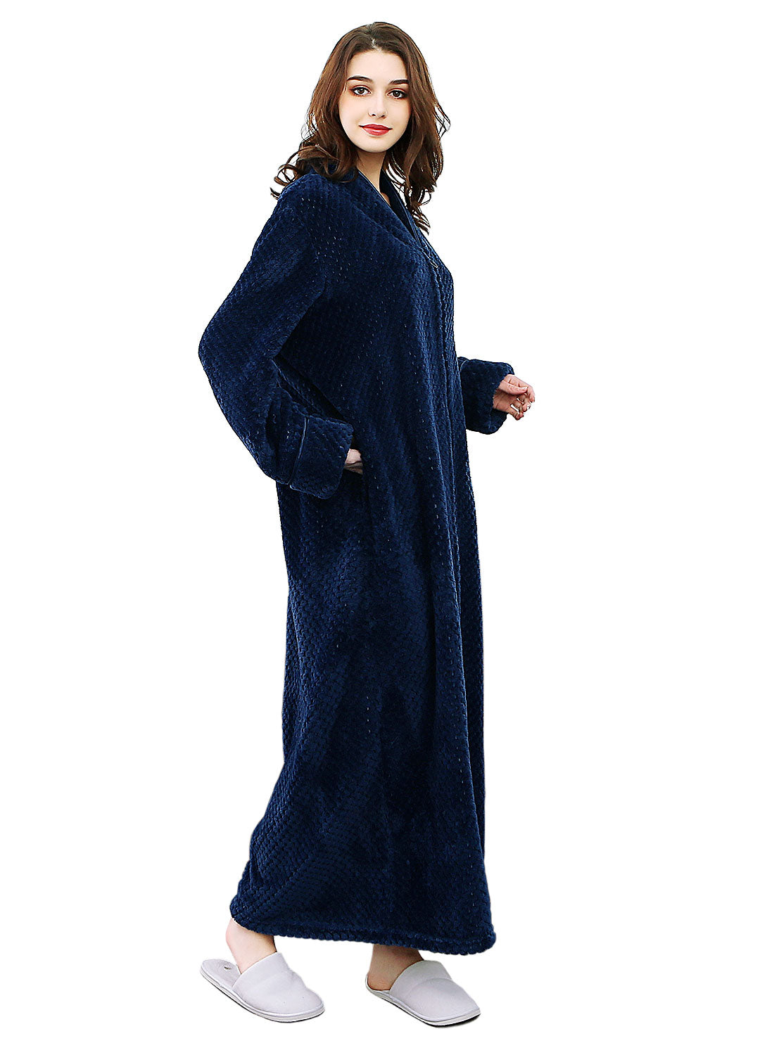 PUTUO Zip Up Style Dressing Gown Bathrobe Unisex For Men and Women Maternity Robe Wedding Winter Robe Luxury Brand Quality Bathrobe