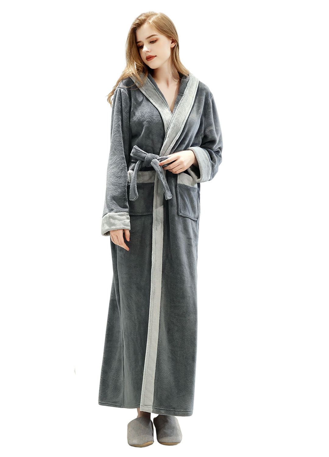 PUTUO Dressing Gown Bathrobe with Hood and Wide Shawl Collar Wedding Winter Bathrobe Luxury Bathrobe Quality