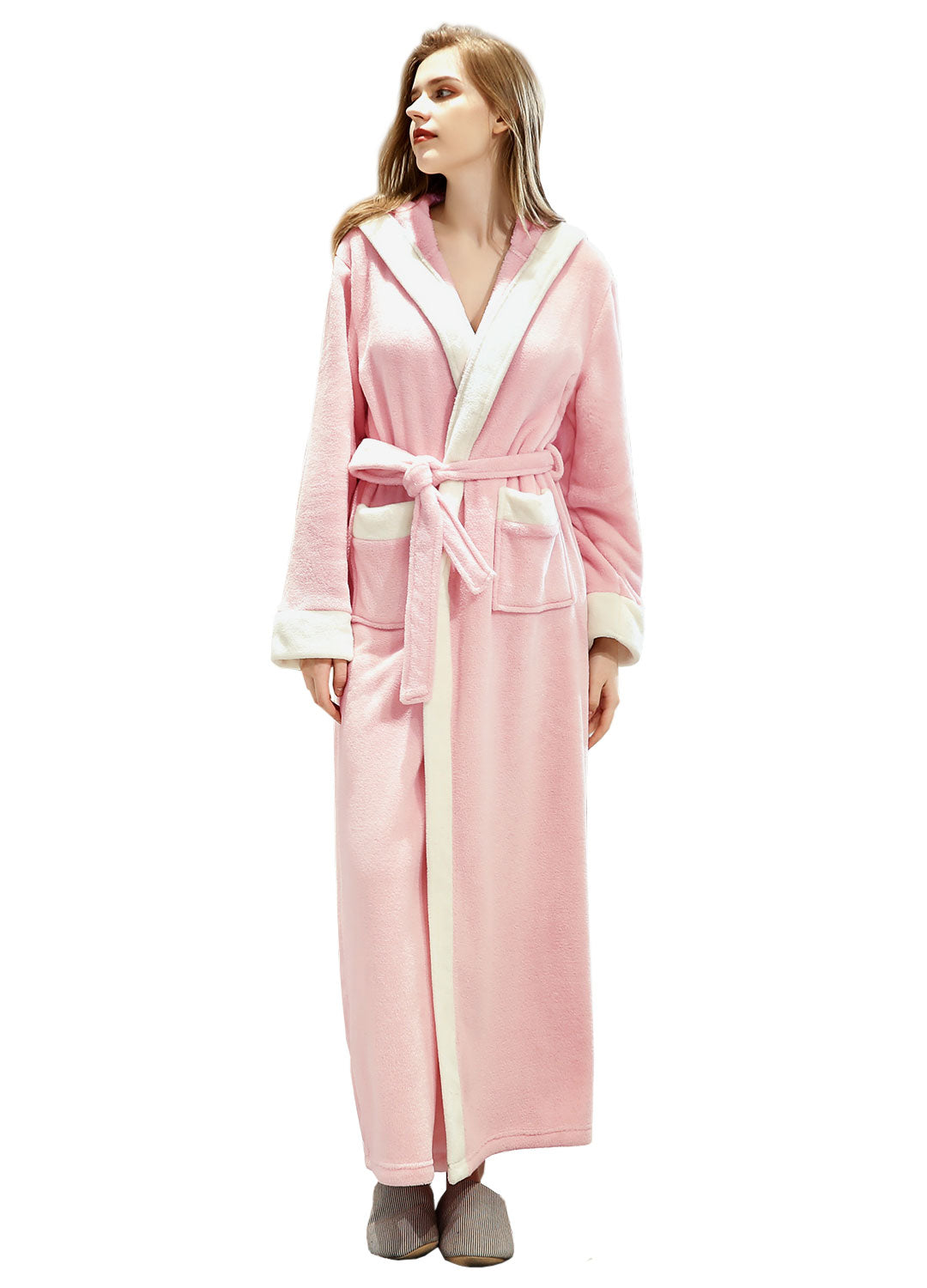 PUTUO Dressing Gown Bathrobe with Hood and Wide Shawl Collar Wedding Winter Bathrobe Luxury Bathrobe Quality