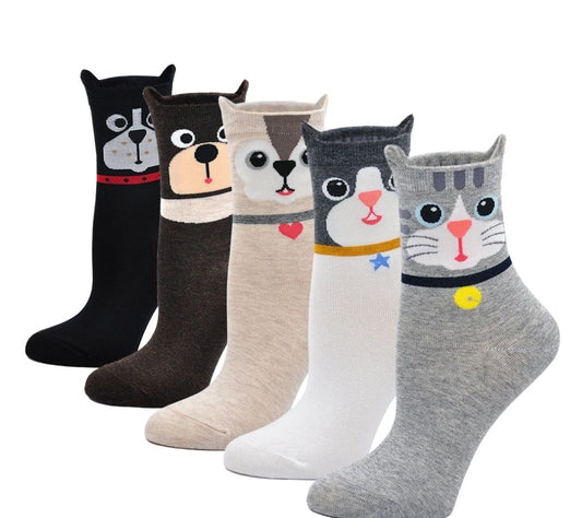 PUTUO CuPU Animal Face Socks for Women, 5 Pairs