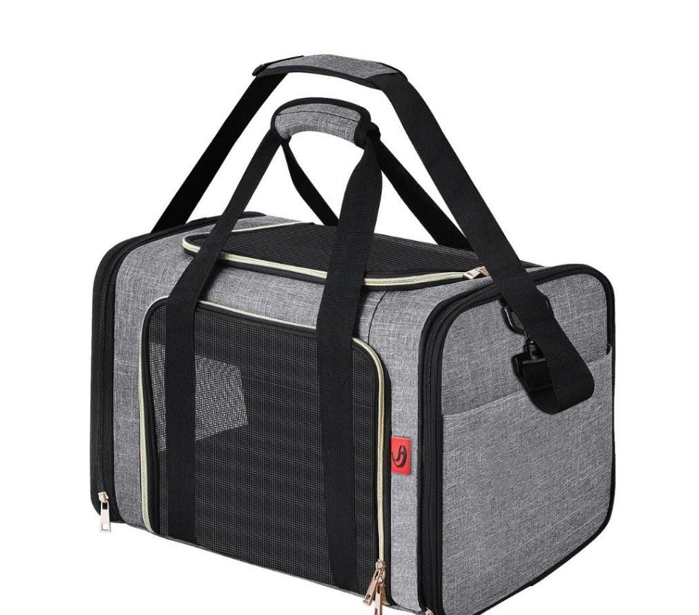 light grey pet carrier