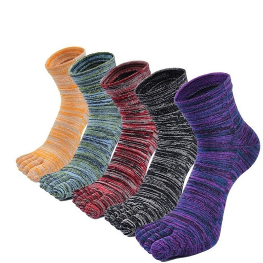 PUTUO Mixed Colors  5 Finger Crew Socks for Men, 5 Pairs