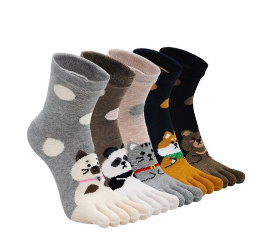 5 pairs animal socks for women